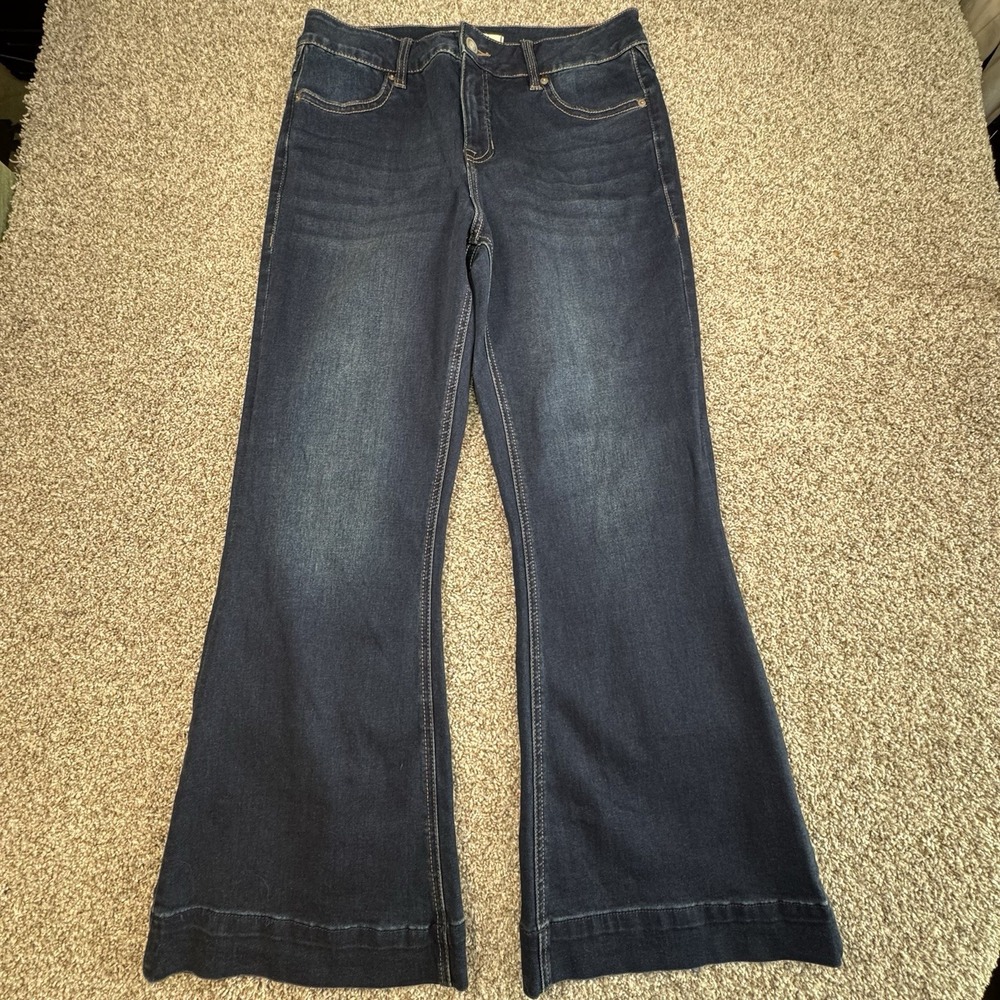 Rock & Roll Cowgirl Denim Jeans‎ High Rise Trouser Women's 34x30 Dark Blue